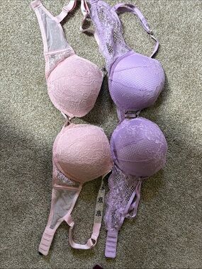 Victoria's Secret Pink & Lavender Lace Push-Up Bras